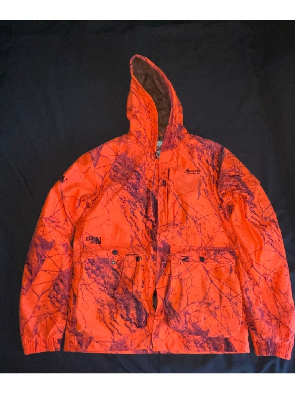 Mountn Prairie Mens XL Hunting Jacket Blaze Orange Camo Hooded Insulated Waterpr